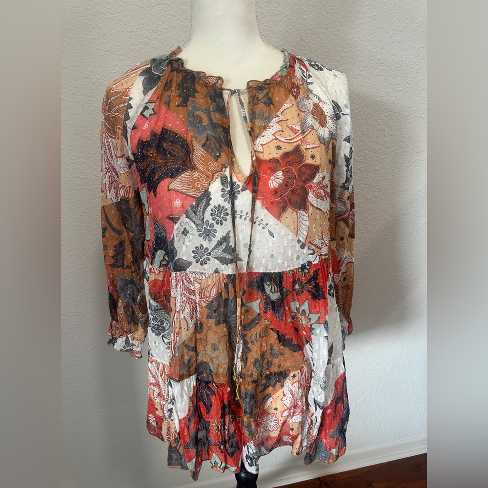 Johnny Was Multicolor Floral Blouse